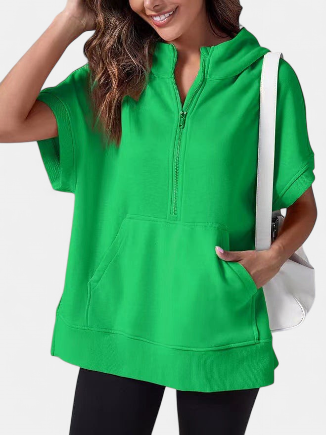 HISPER - Relaxed Oversized Half-Zip Summer Hoodie