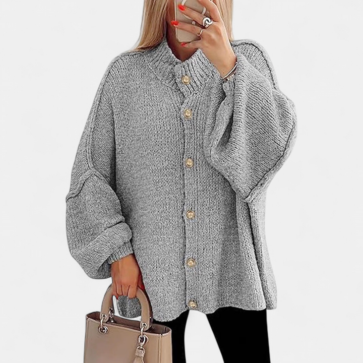 OLIVIA - Women Chunky Knit Button Down Cardigan Jacket