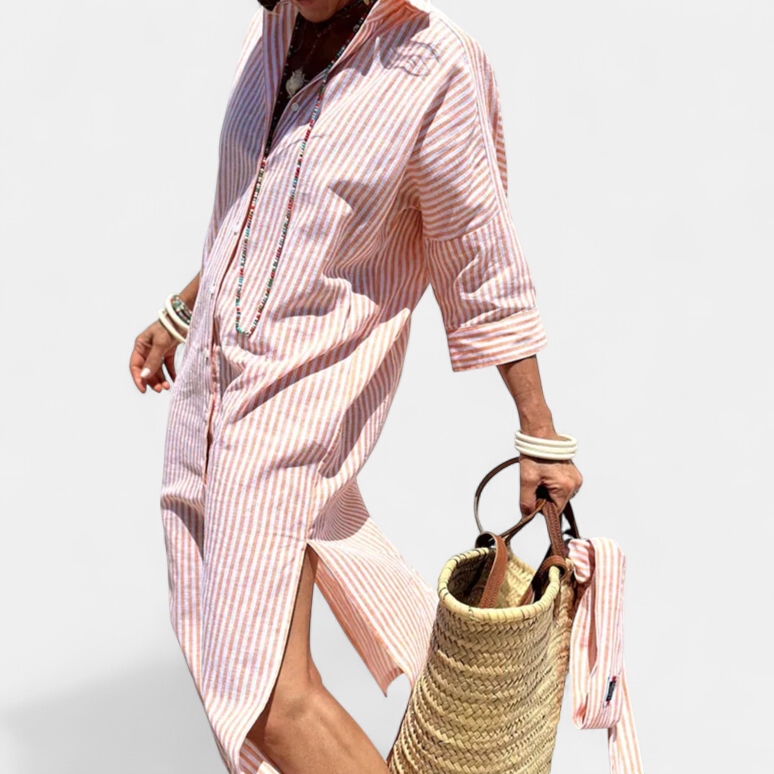 TRIXIE - Elegant Striped Shirt Dress