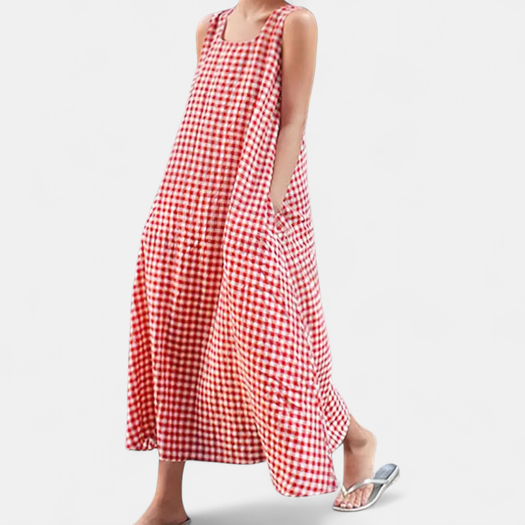 ROMILLY | Breezy Plaid A-Line Midi Dress