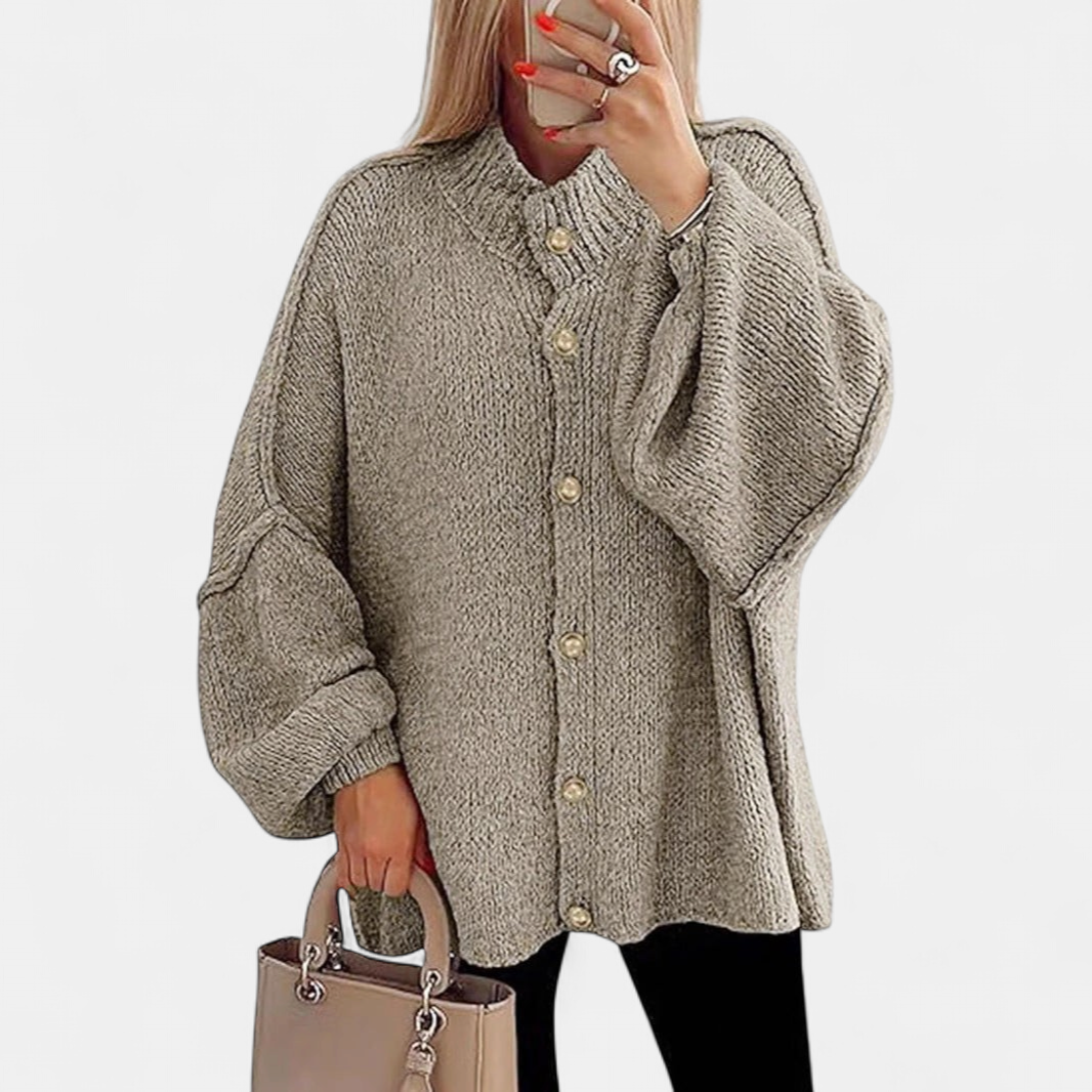 OLIVIA - Women Chunky Knit Button Down Cardigan Jacket
