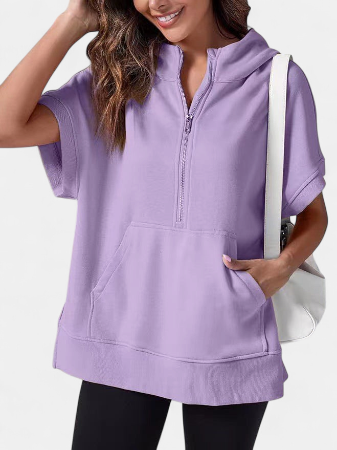 HISPER - Relaxed Oversized Half-Zip Summer Hoodie