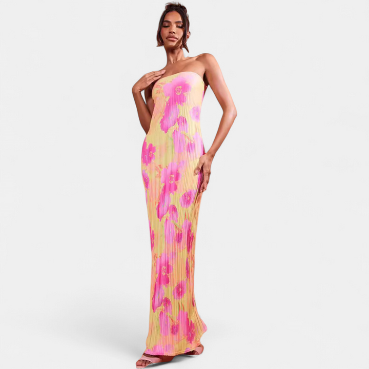 SARA - Casual Floral Backless Tie-Back Bodycon Dress