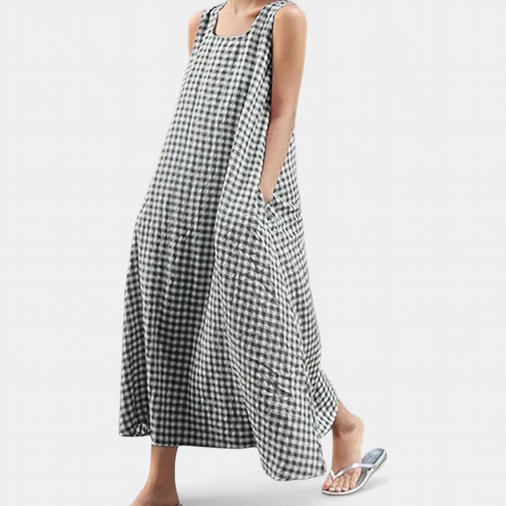 ROMILLY | Breezy Plaid A-Line Midi Dress