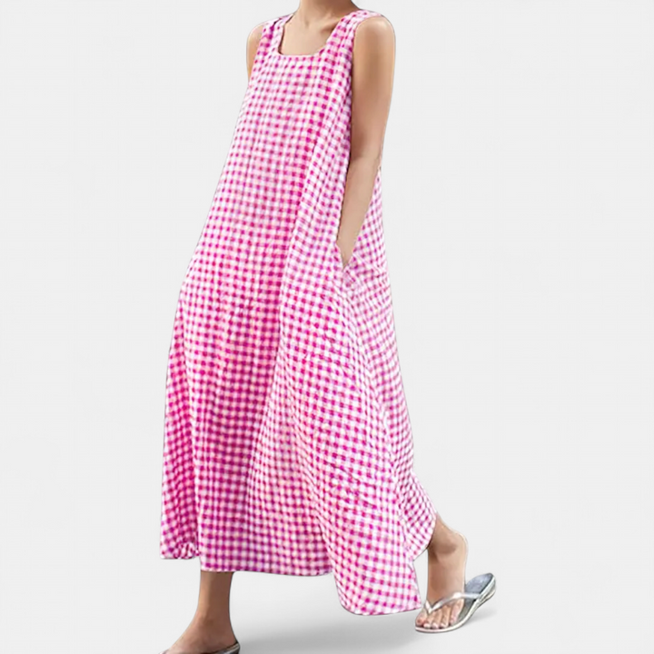 ROMILLY | Breezy Plaid A-Line Midi Dress