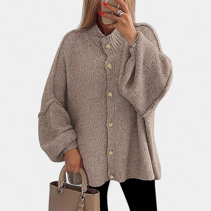OLIVIA - Women Chunky Knit Button Down Cardigan Jacket