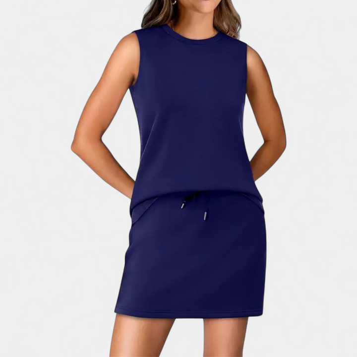 TAMSIN | Breezy Crew Neck Tennis Skirt Set