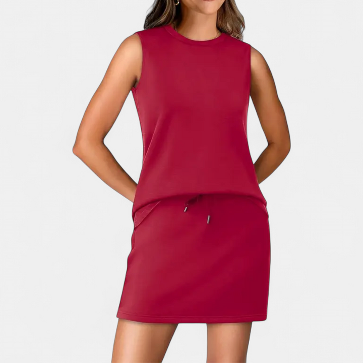 TAMSIN | Breezy Crew Neck Tennis Skirt Set