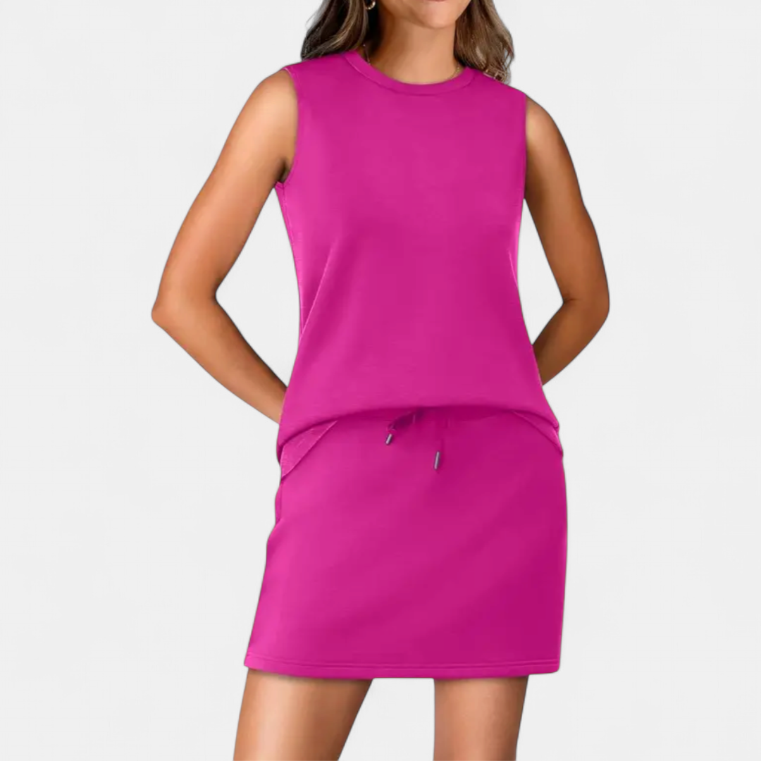 TAMSIN | Breezy Crew Neck Tennis Skirt Set