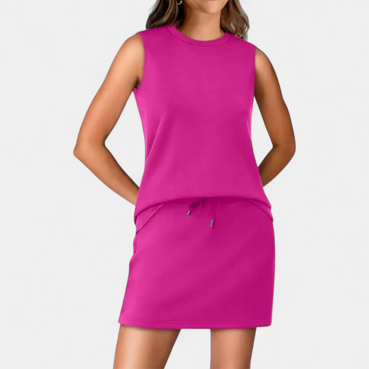 TAMSIN | Breezy Crew Neck Tennis Skirt Set
