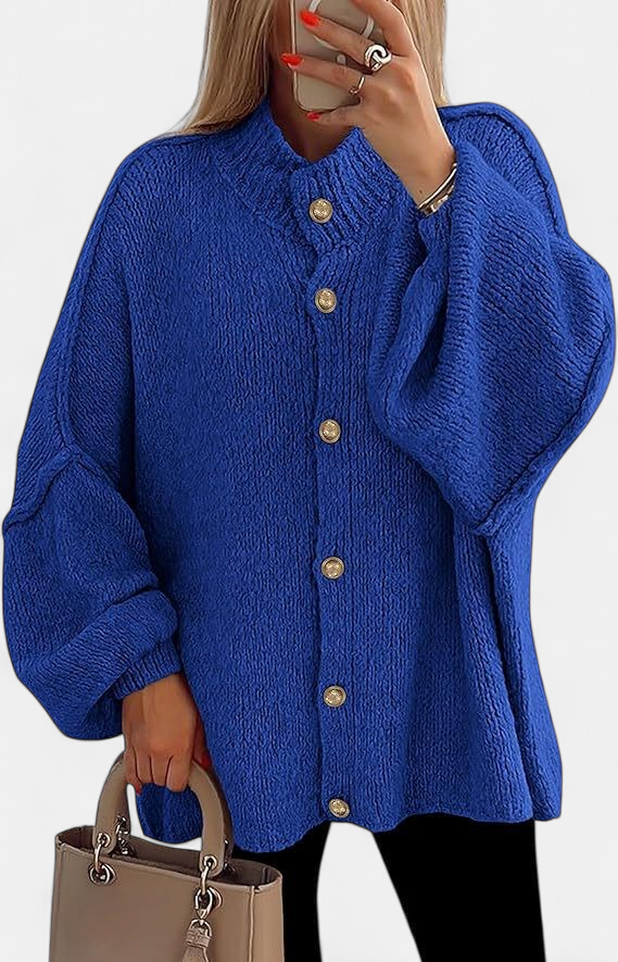 OLIVIA - Women Chunky Knit Button Down Cardigan Jacket