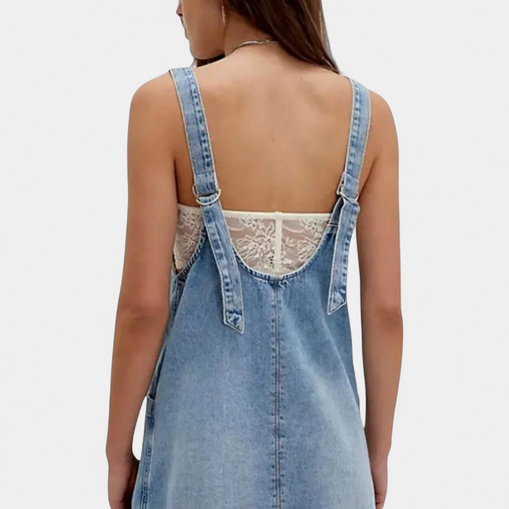 JANIE | Adjustable Strap Denim Mini Dress