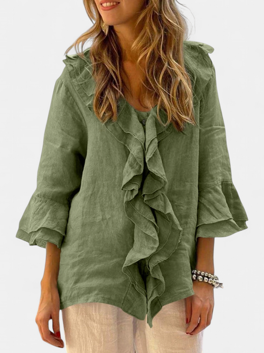 NADINE - Chic Bell Sleeve Ruffle Top