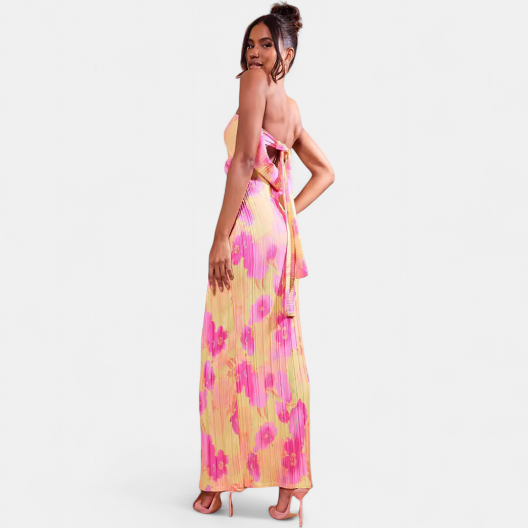 SARA - Casual Floral Backless Tie-Back Bodycon Dress