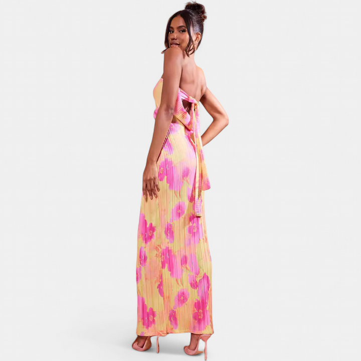 SARA - Casual Floral Backless Tie-Back Bodycon Dress