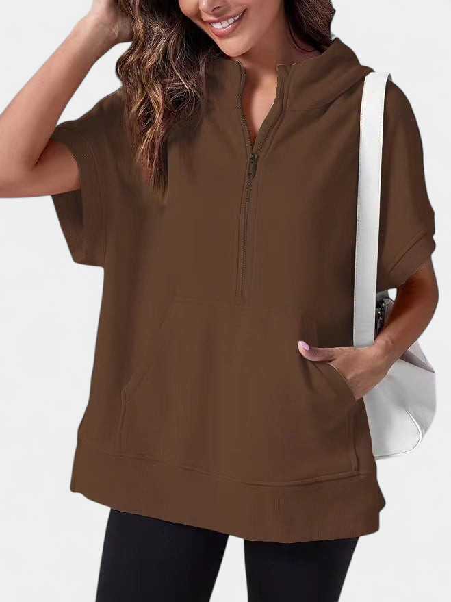 HISPER - Relaxed Oversized Half-Zip Summer Hoodie