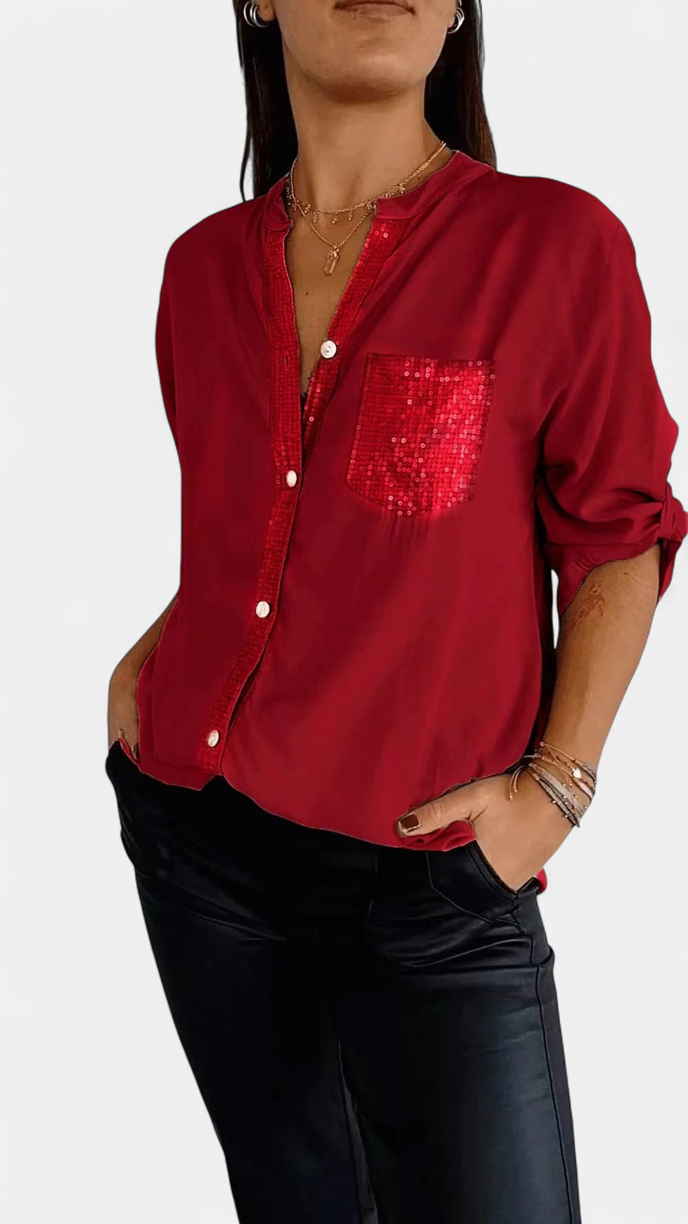 DANICA -  Sequin Detailed Blouse
