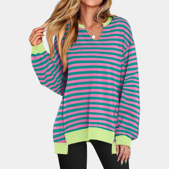 LOREN - Women's Oversized V-Neck Sweatshirt Tunic for Winter
