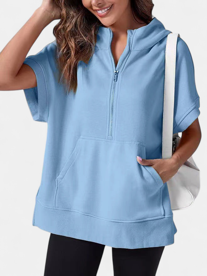 HISPER - Relaxed Oversized Half-Zip Summer Hoodie