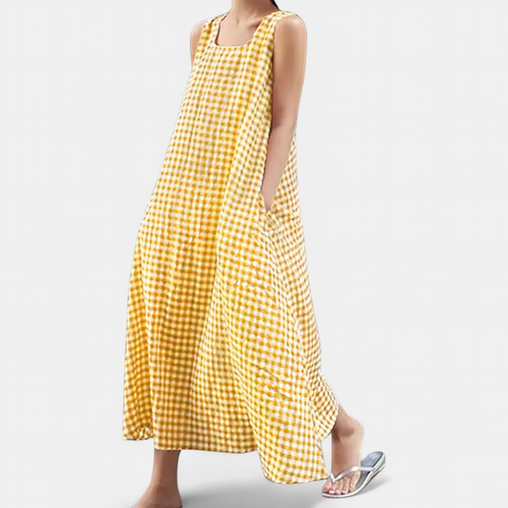 ROMILLY | Breezy Plaid A-Line Midi Dress
