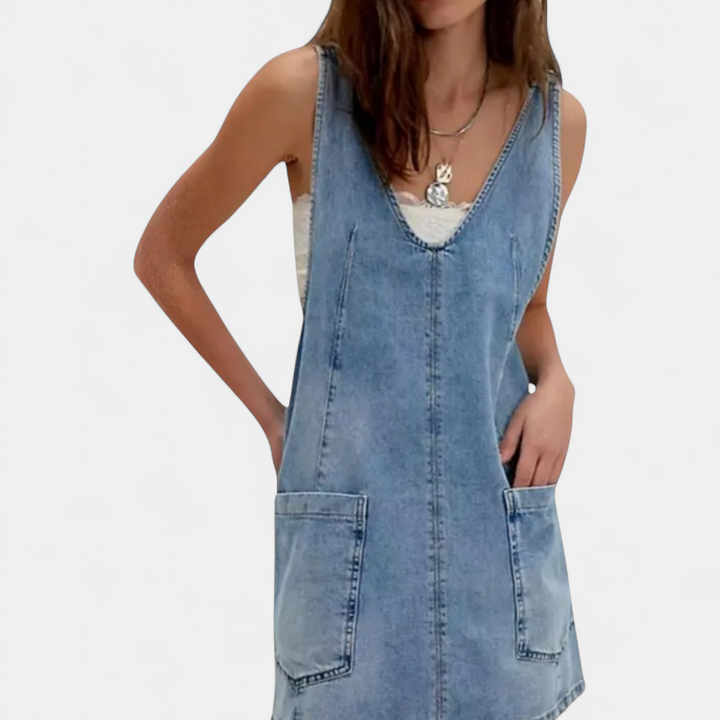 JANIE | Adjustable Strap Denim Mini Dress