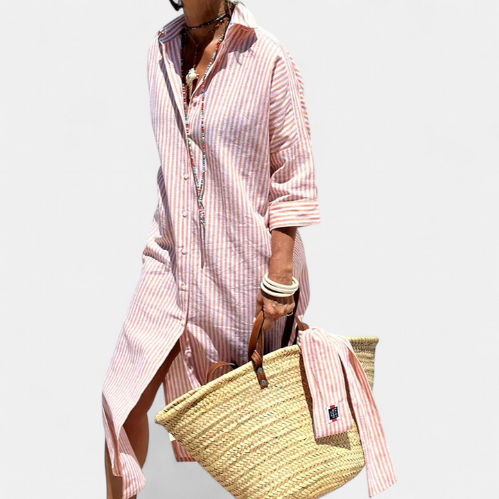 TRIXIE - Elegant Striped Shirt Dress