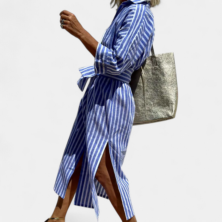 TRIXIE - Elegant Striped Shirt Dress