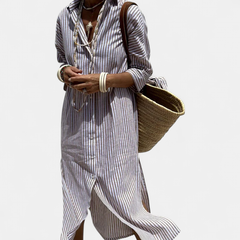 TRIXIE - Elegant Striped Shirt Dress