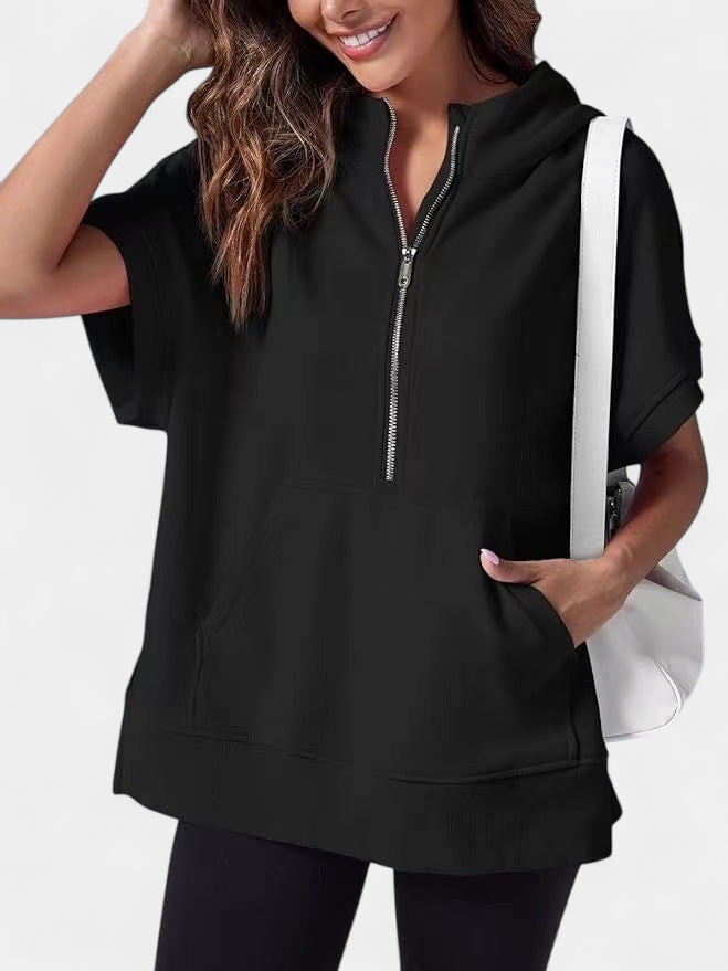 HISPER - Relaxed Oversized Half-Zip Summer Hoodie