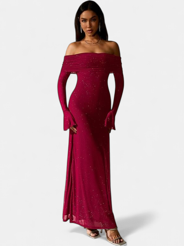 THEA - Off The Shoulder Ruched Sequin Bodycon Dress for Parties