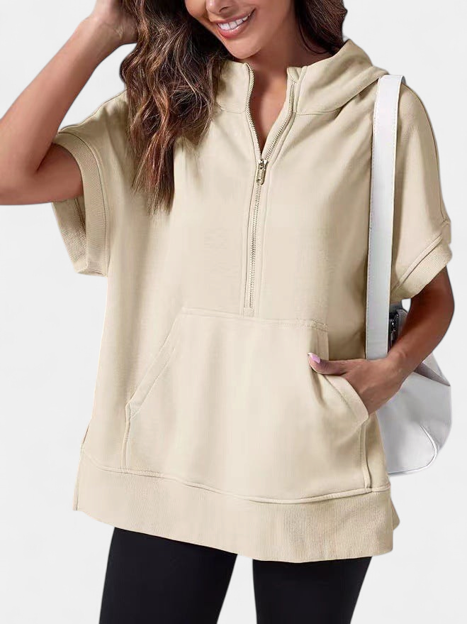 HISPER - Relaxed Oversized Half-Zip Summer Hoodie