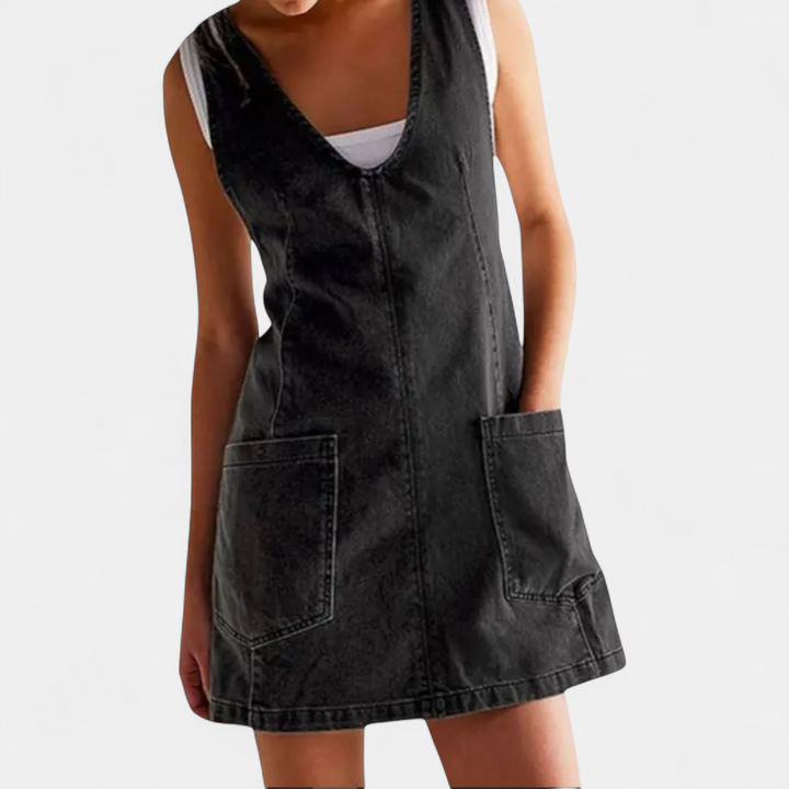 JANIE | Adjustable Strap Denim Mini Dress
