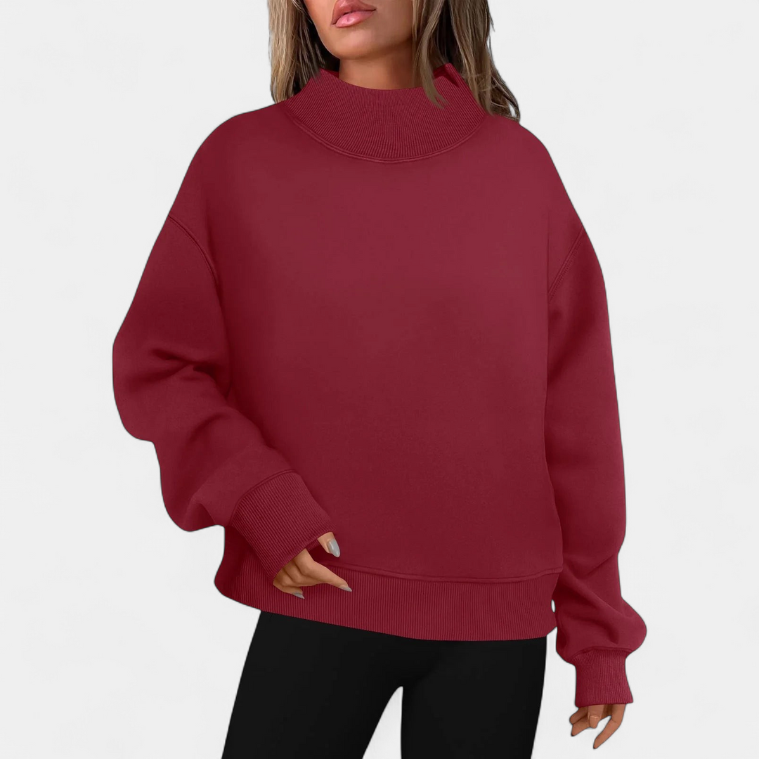 LESLY - Women's Oversized Turtleneck Sweatshirt Long Sleeve Pullover