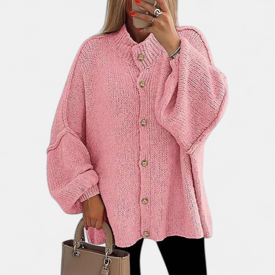 OLIVIA - Women Chunky Knit Button Down Cardigan Jacket