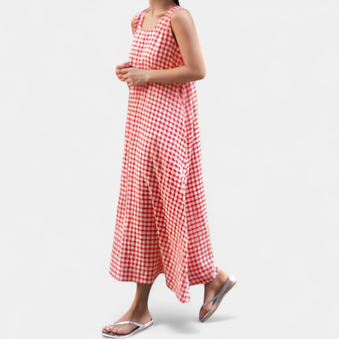 ROMILLY | Breezy Plaid A-Line Midi Dress