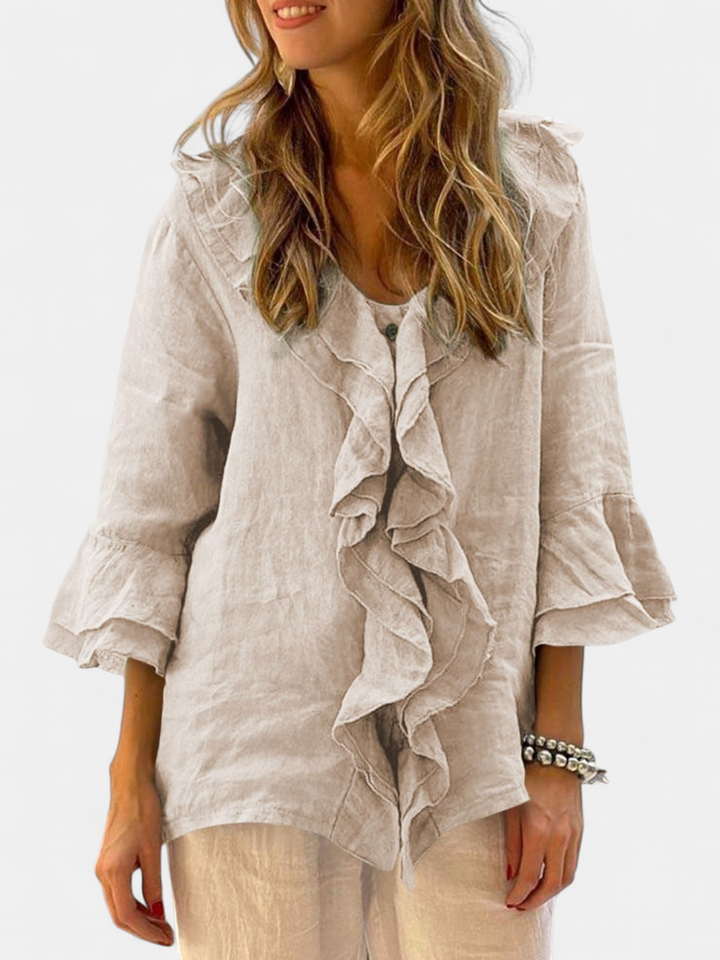 NADINE - Chic Bell Sleeve Ruffle Top