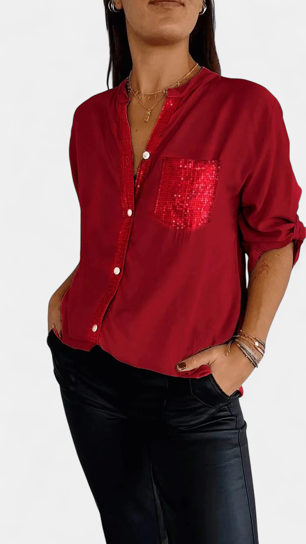 DANICA -  Sequin Detailed Blouse