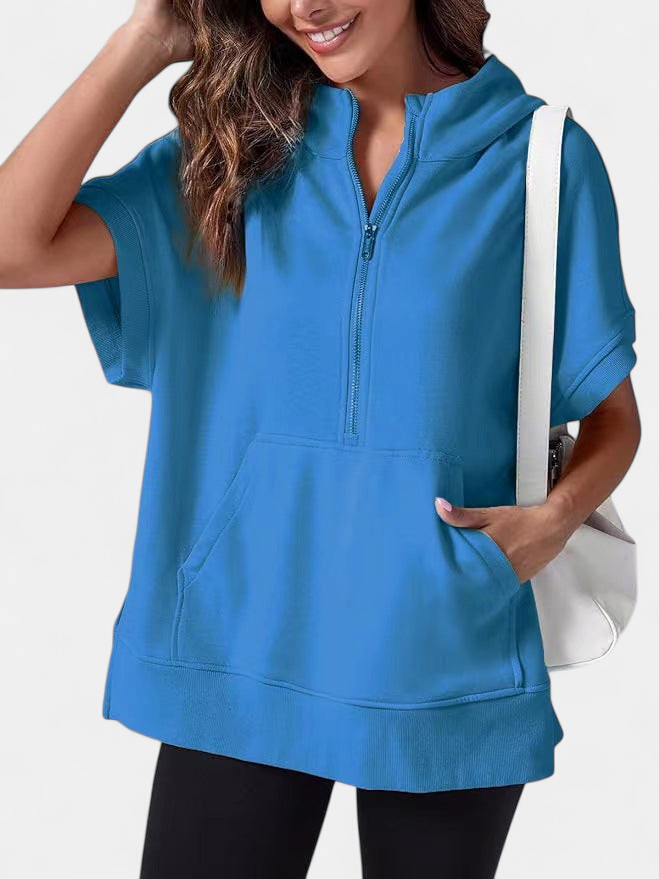 HISPER - Relaxed Oversized Half-Zip Summer Hoodie