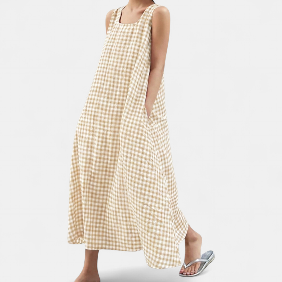 ROMILLY | Breezy Plaid A-Line Midi Dress