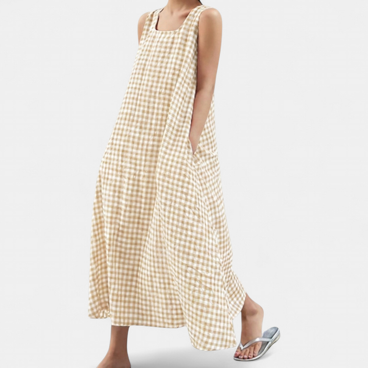 ROMILLY | Breezy Plaid A-Line Midi Dress