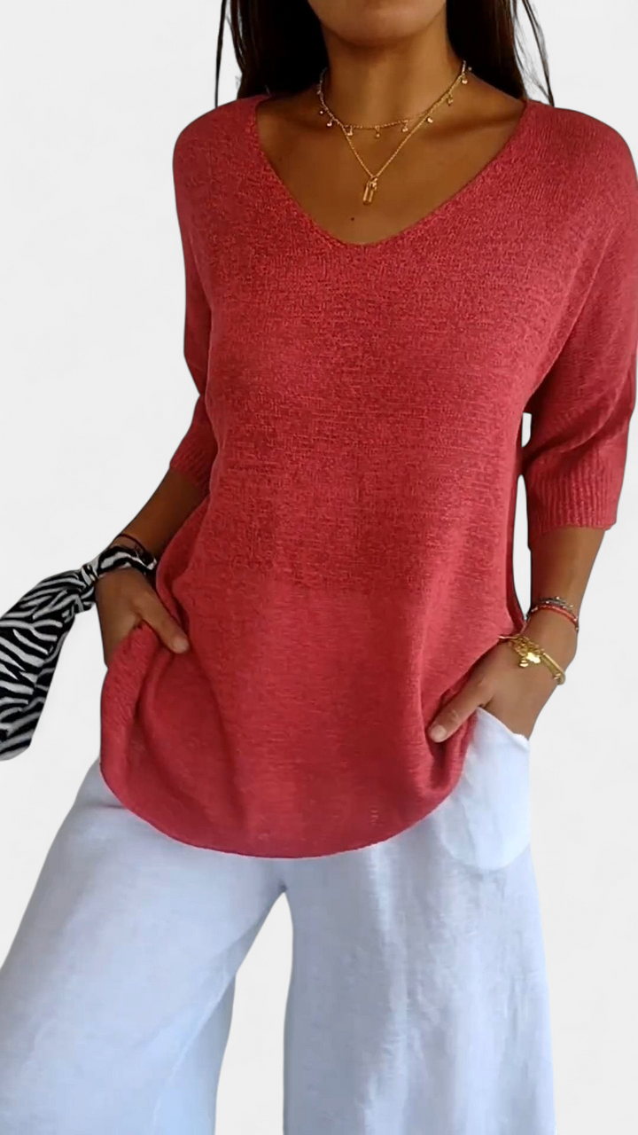 LAUREN - Casual V-Neck Top