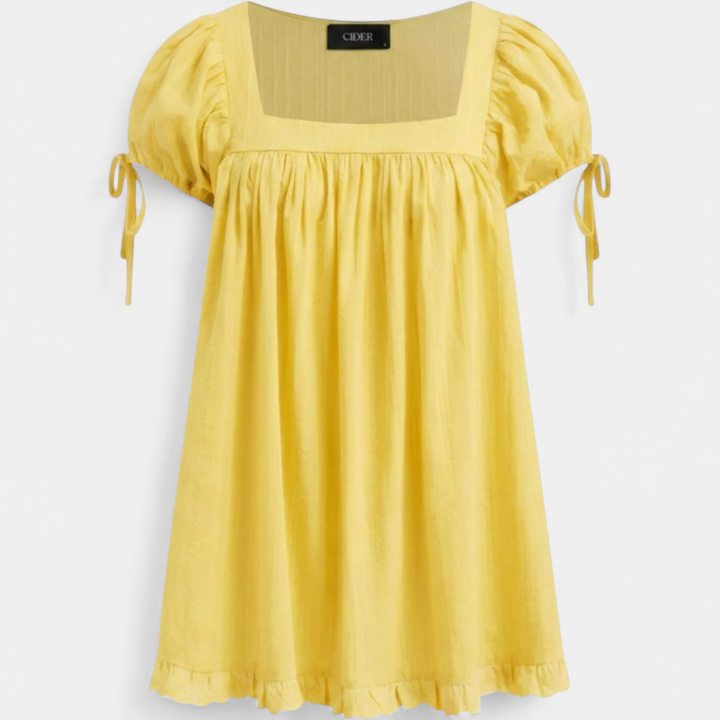 BRISEIS | Ruffle Knot Square Neck Blouse