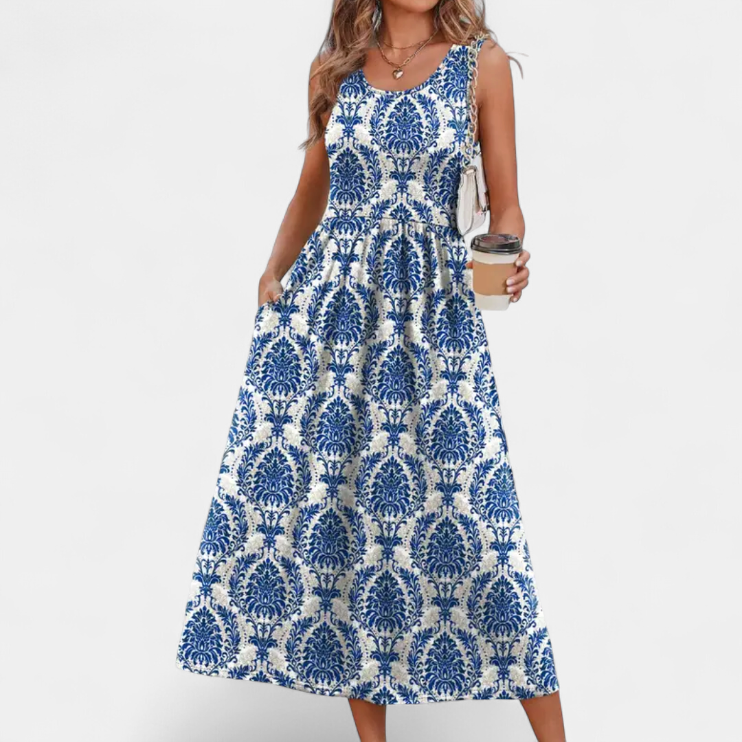 Blue Damask Print