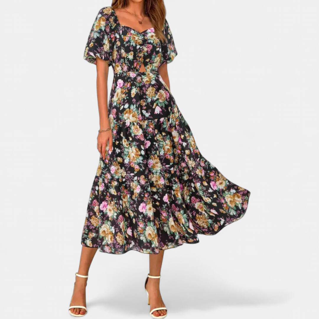 Floral Black Yellow