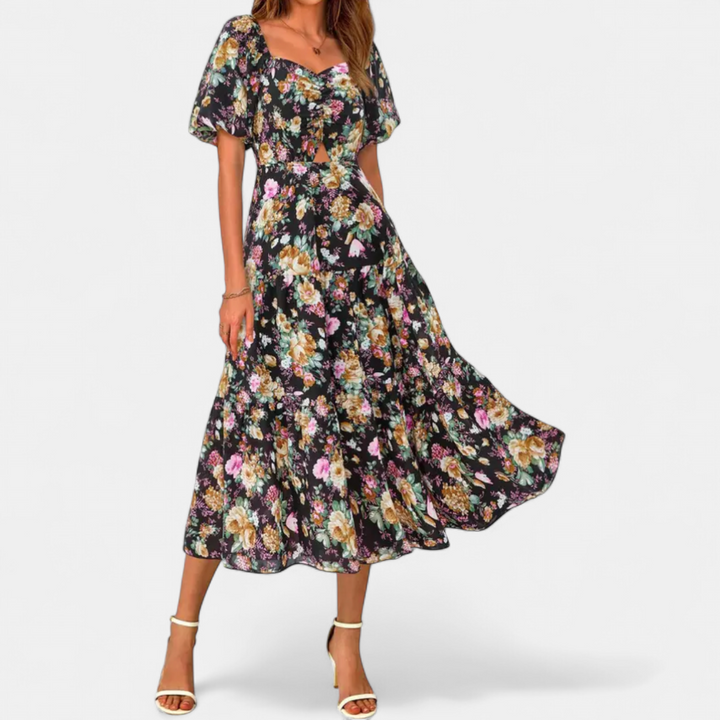 Floral Black Yellow