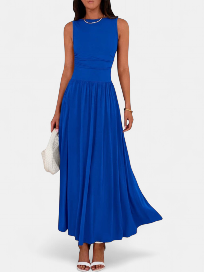 Seraphina | Sleeveless Ruched High Waist Maxi Dress