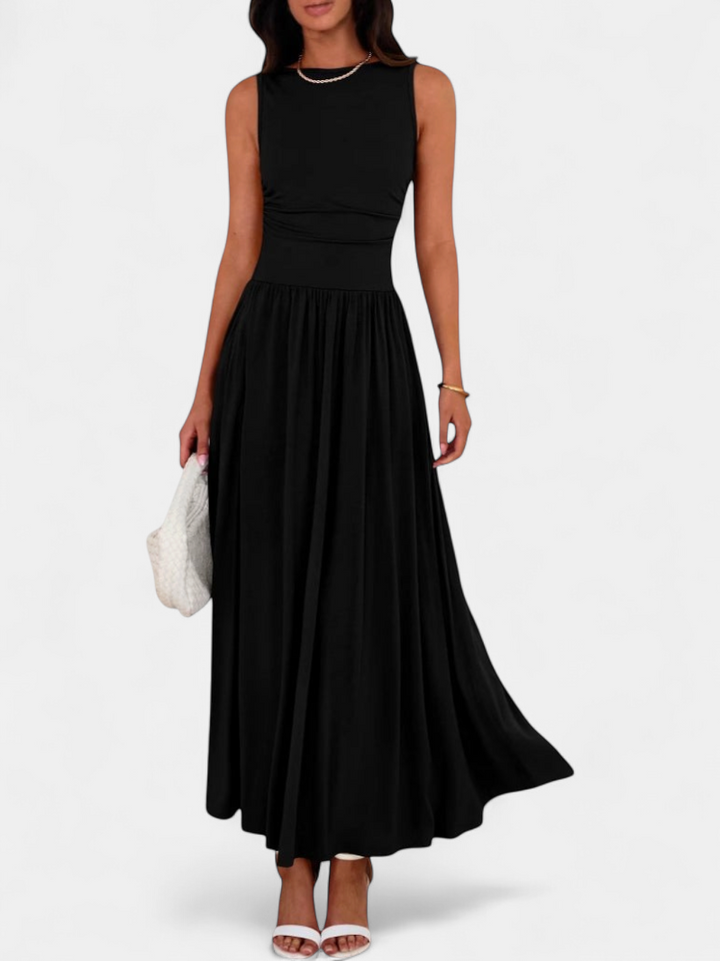 Seraphina | Sleeveless Ruched High Waist Maxi Dress