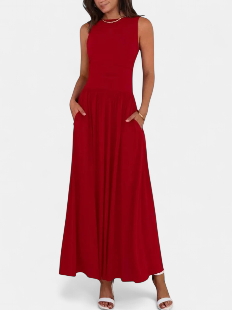Seraphina | Sleeveless Ruched High Waist Maxi Dress