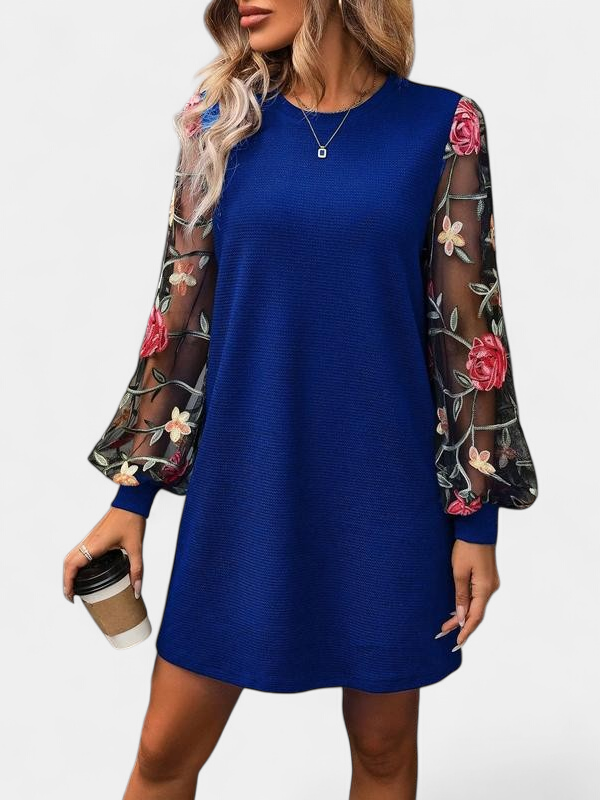 FLORA - Floral Embroidery Bishop Sleeve Dress for Parties & Weddings