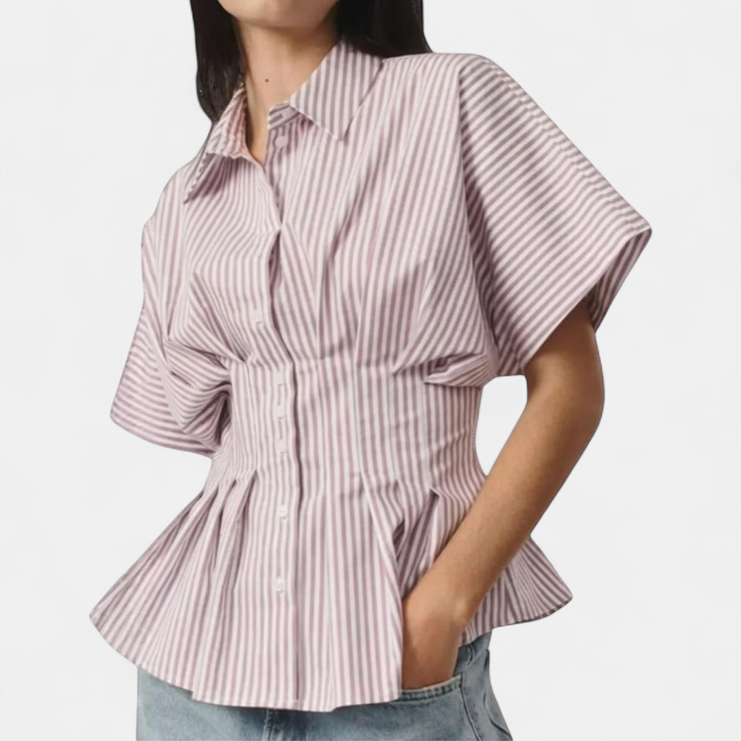 CORMIA | Casual Striped Pleated Blouse